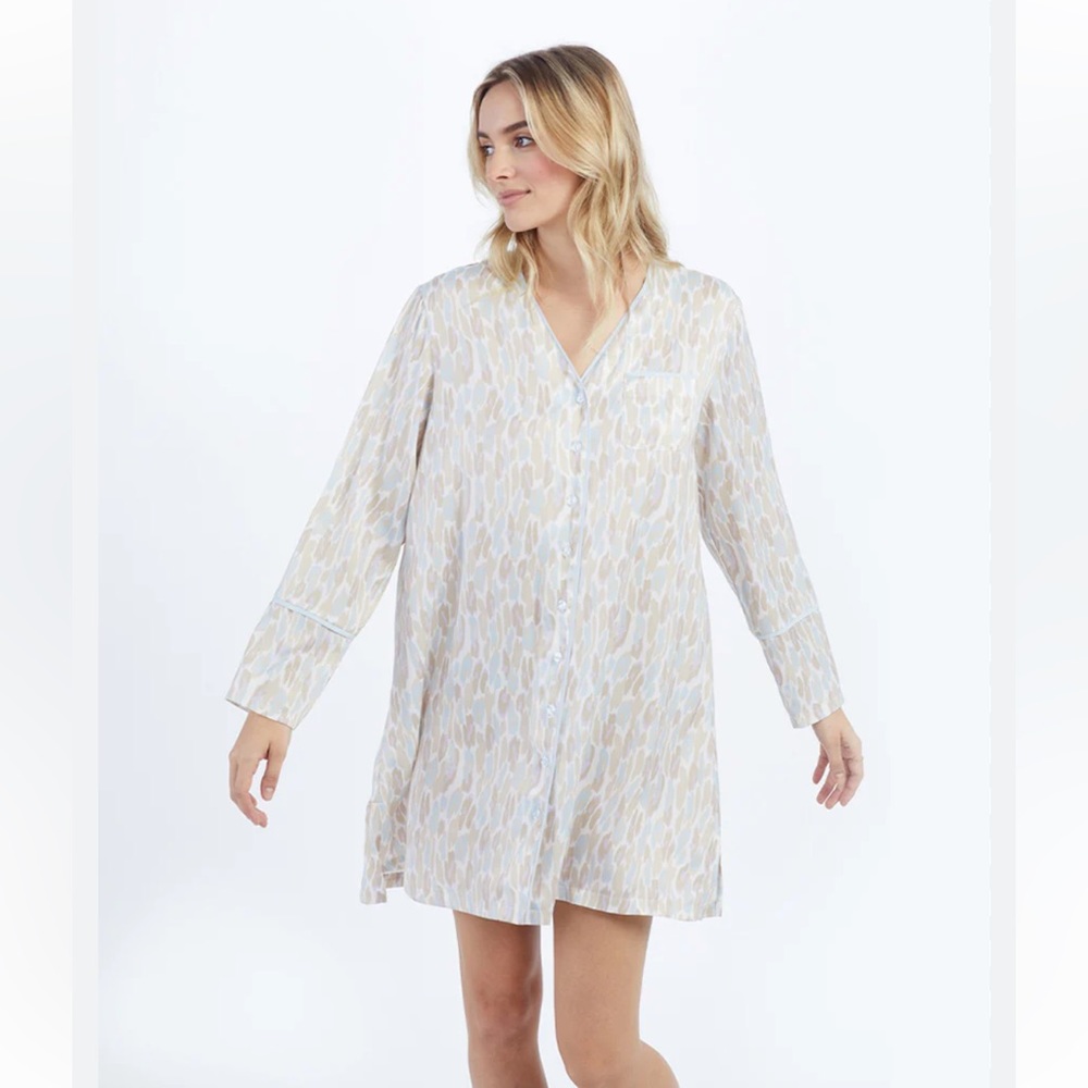 Summersalt The Cloud 9 Boyfriend Sleep Long Sleeve Satin Shirt Size Small